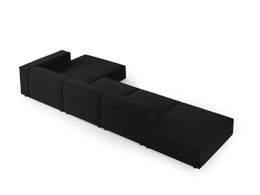 Velvet corner sofa right, Arendal, 5-seater, black