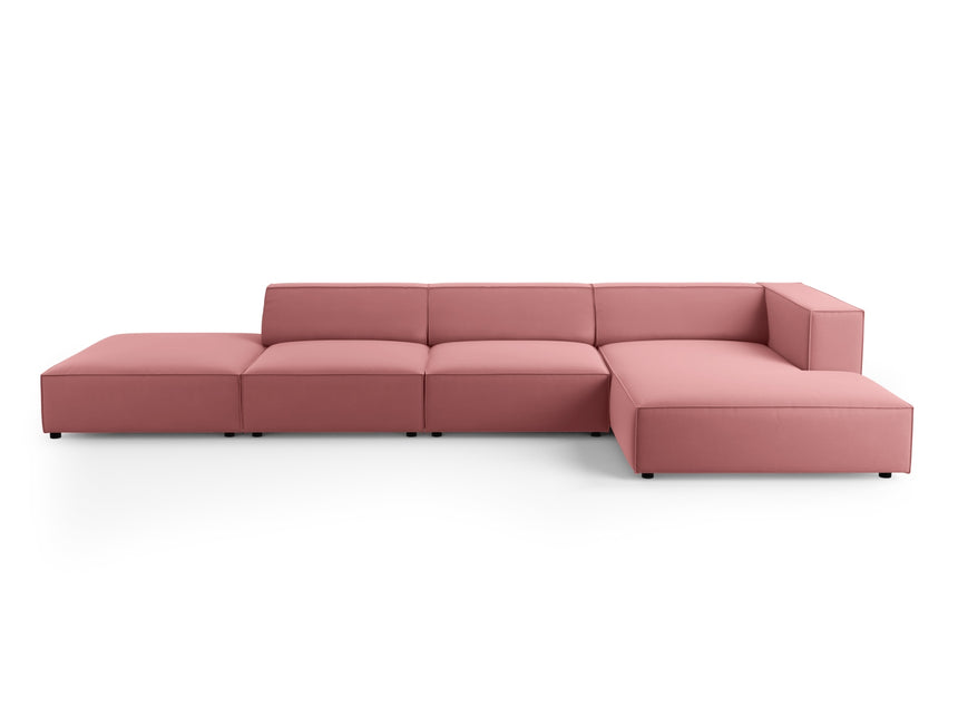 Velvet corner sofa right, Arendal, 5-seater, salmon