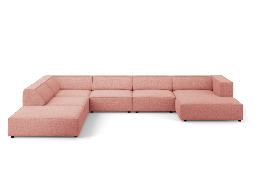 Panoramic corner sofa left, Arendal, 7-seater, pink