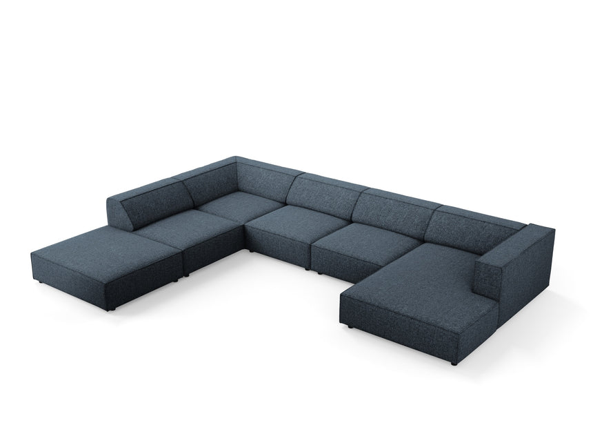 Panoramic corner sofa left, Arendal, 7-seater, royal blue