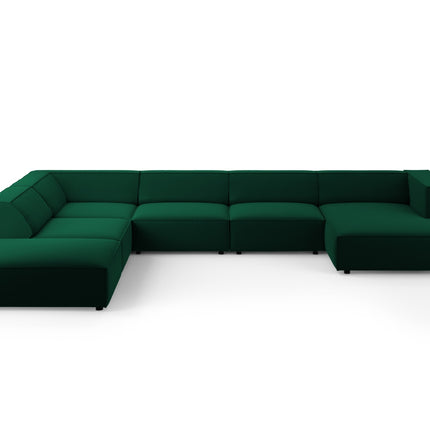 Panoramic corner sofa left velvet, Arendal, 7-seater, bottle green