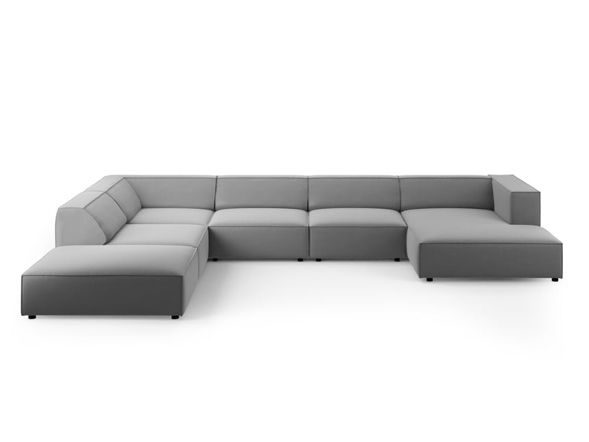 Panoramic corner sofa left velvet, Arendal, 7-seater, light gray