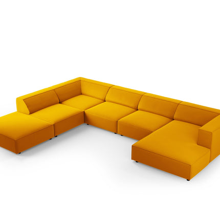 Panoramic corner sofa left velvet, Arendal, 7-seater, yellow