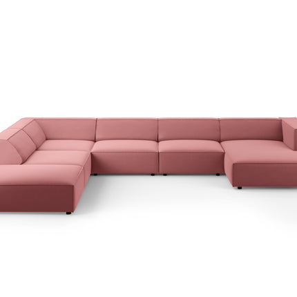 Panoramic corner sofa left velvet, Arendal, 7-seater, salmon