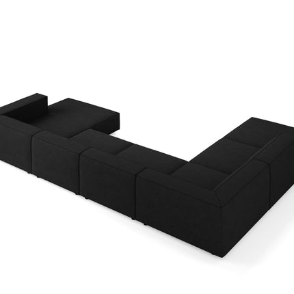 Panoramic corner sofa left, Arendal, 7-seater, black