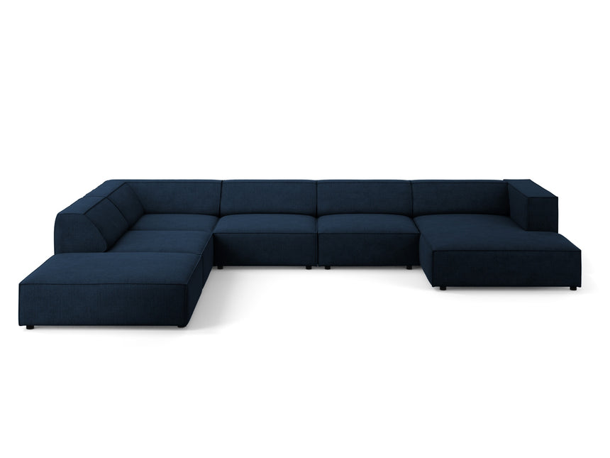 Panoramic corner sofa left, Arendal, 7-seater, royal blue