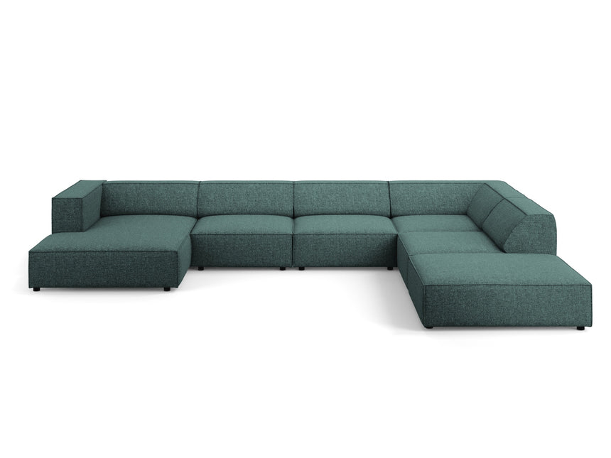 Panoramic corner sofa right, Arendal, 7-seater, petrol