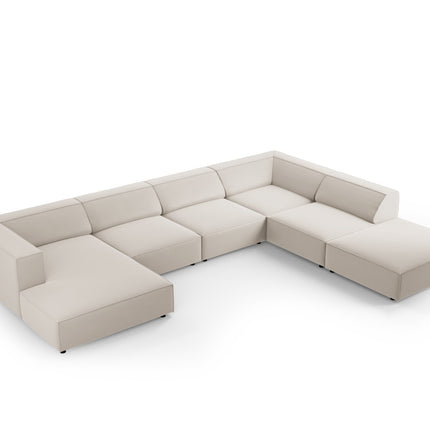 Panoramic corner sofa right velvet, Arendal, 7-seater, light beige