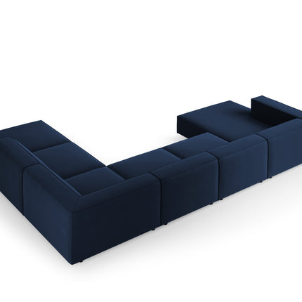 Panoramic corner sofa right velvet, Arendal, 7-seater, royal blue