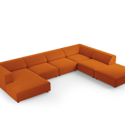 Panoramic corner sofa right velvet, Arendal, 7-seater, terracotta