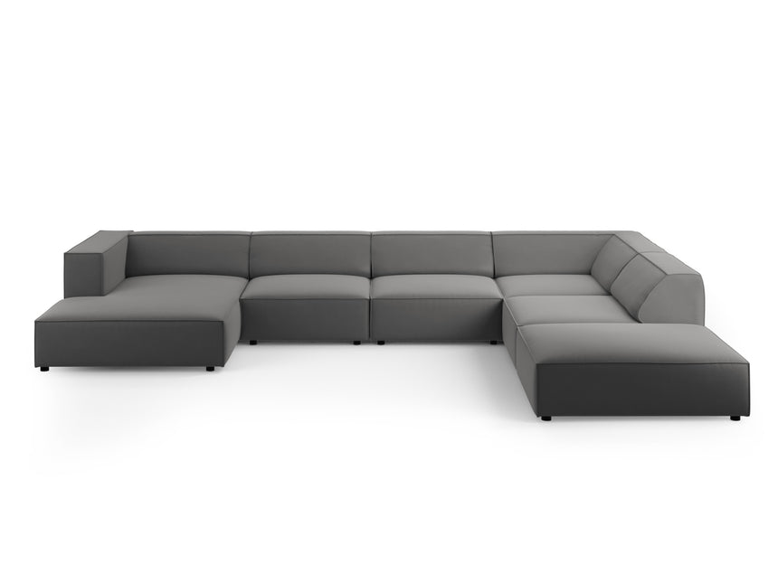 Panoramic corner sofa right velvet, Arendal, 7-seater, cement