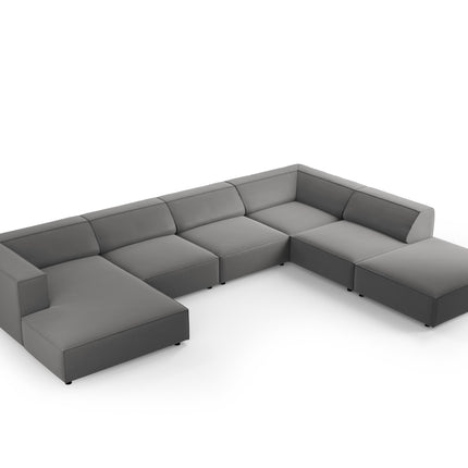 Panoramic corner sofa right velvet, Arendal, 7-seater, cement