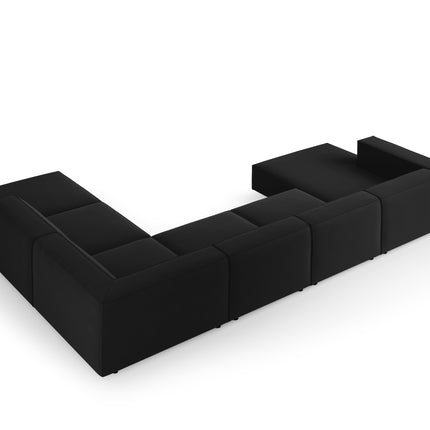 Panoramic corner sofa right velvet, Arendal, 7-seater, black