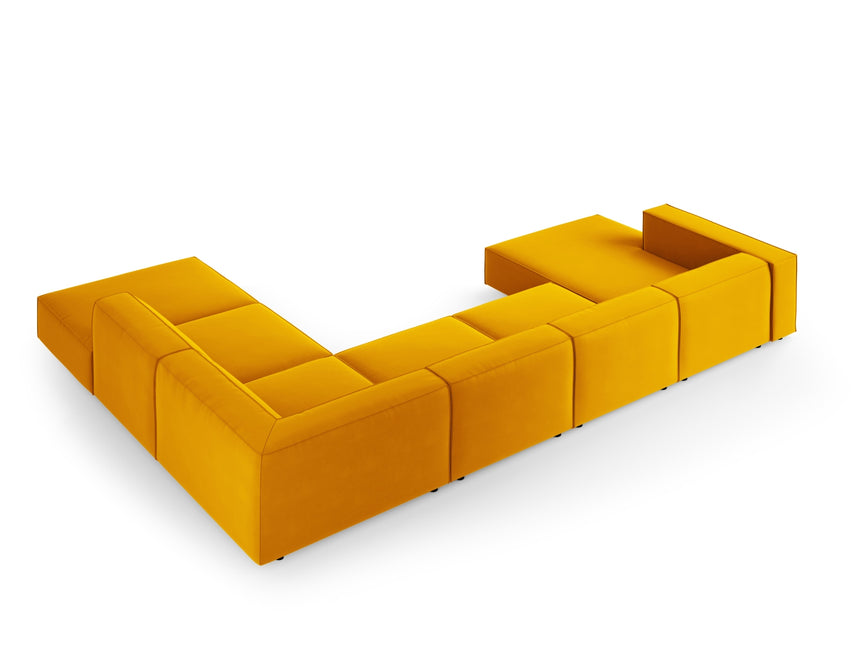 Panoramic corner sofa right velvet, Arendal, 7-seater, yellow
