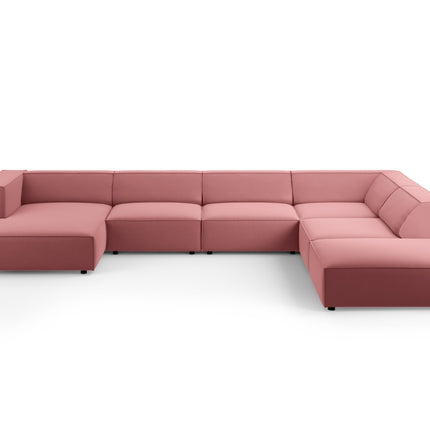 Panoramic corner sofa right velvet, Arendal, 7-seater, salmon
