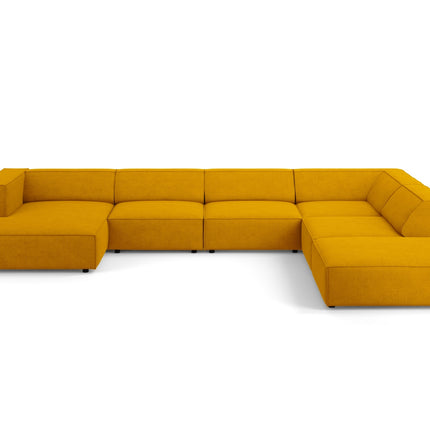 Panoramic corner sofa right, Arendal, 7-seater, mustard