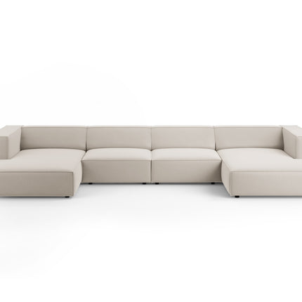 Velvet panoramic sofa, Arendal, 6-seater, light beige