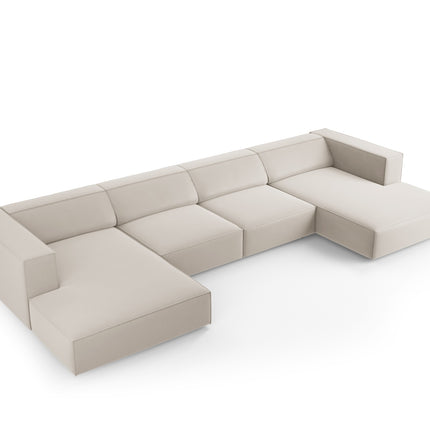 Velvet panoramic sofa, Arendal, 6-seater, light beige