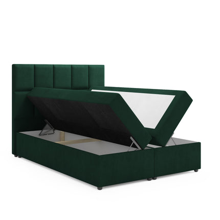 Box spring Flip with storage space velvet green