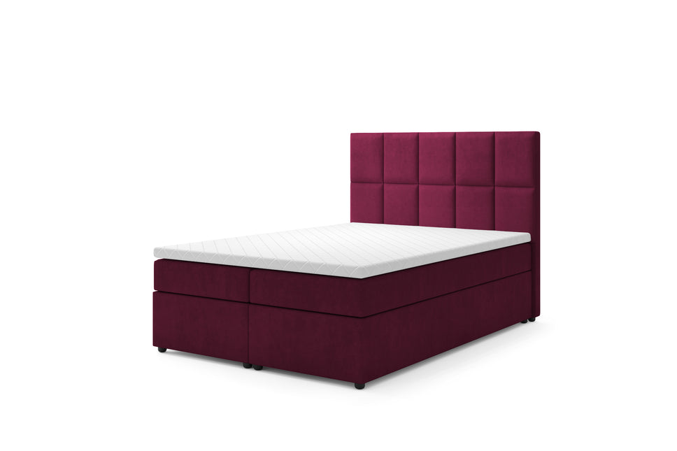 Box spring Flip with storage space velvet candy red