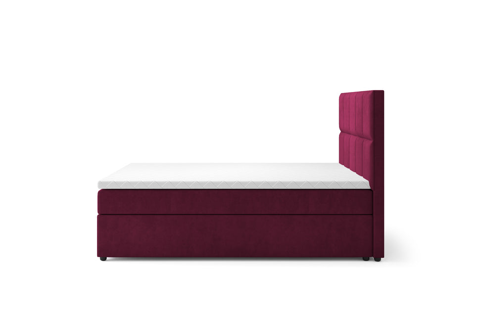Box spring Flip with storage space velvet candy red