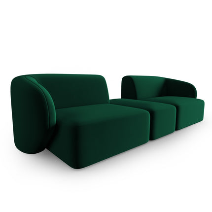 Modular velvet sofa, Shane, 2 seats - Bottle green