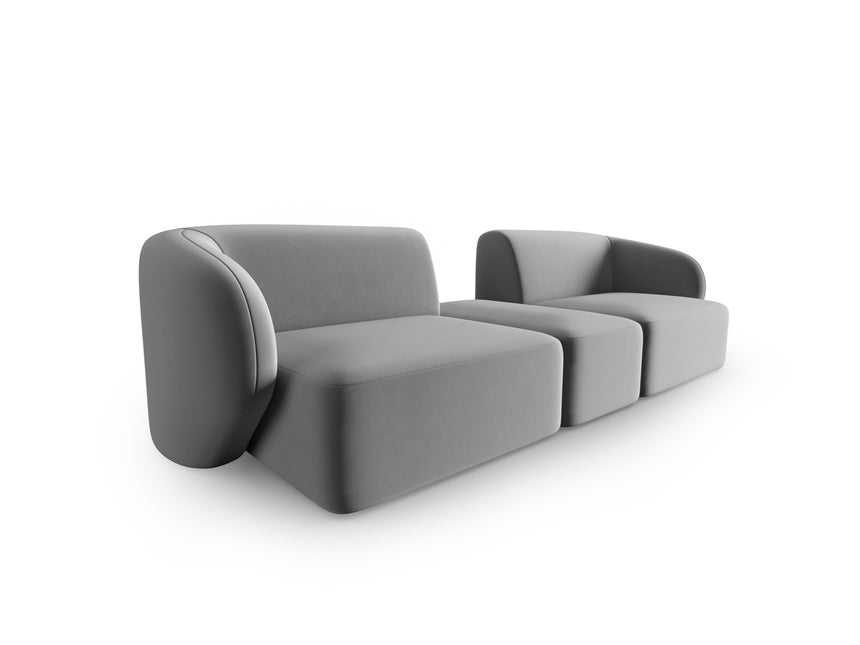 Modular velvet sofa, Shane, 2 seats - Gray