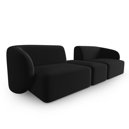 Modular velvet sofa, Shane, 2 seats - Black