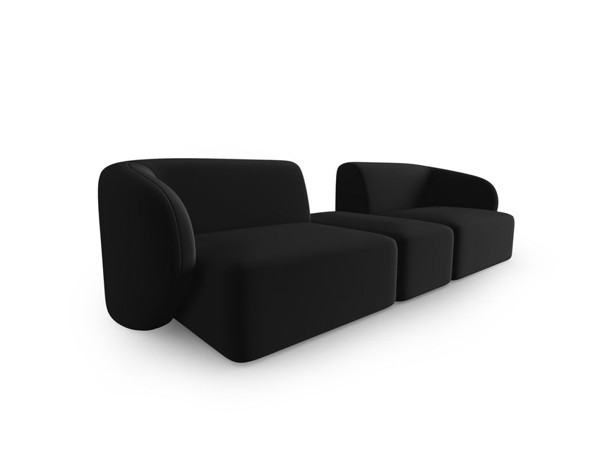 Modular velvet sofa, Shane, 2 seats - Black