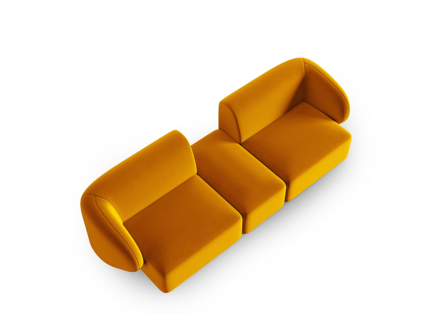 Modular velvet sofa, Shane, 2 seats - Yellow