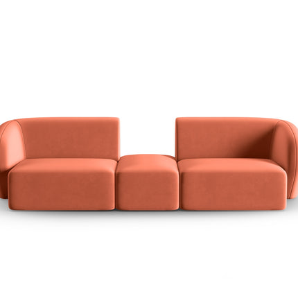 Modular velvet sofa, Shane, 2 seats - Coral