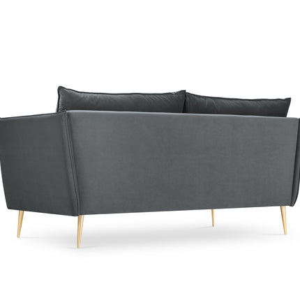 Velvet sofa, Agate, 2 seats - Dark gray