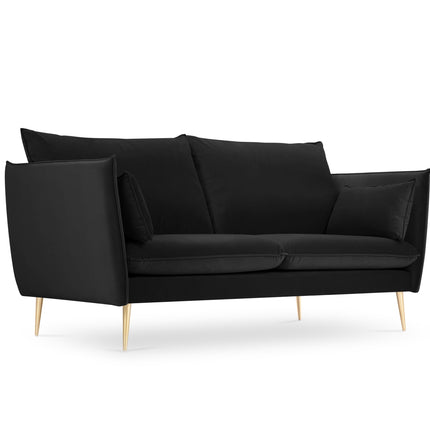 Velvet sofa, Agate, 2 seats - Black