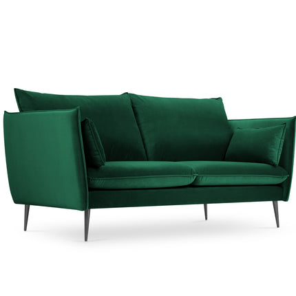 Velvet sofa, Agate, 2 seats - Bottle green
