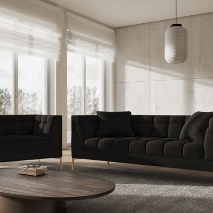 Velvet sofa, Karoo, 2 seats - Black