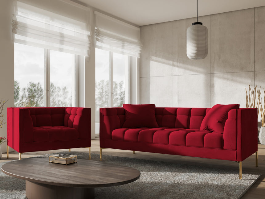 Velvet sofa, Karoo, 2 seats - Red