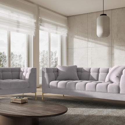 Velvet sofa, Karoo, 2 seats - Silver