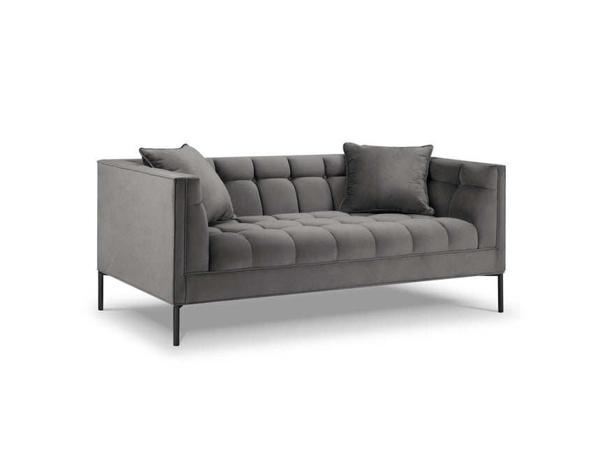 Velvet sofa, Karoo, 2 seats - Light gray