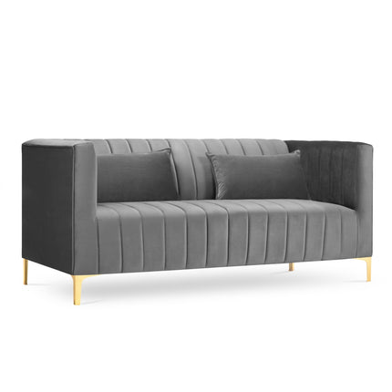 Velvet sofa, Annite, 2 seats - Light gray