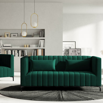 Velvet sofa, Annite, 2 seats - Bottle green