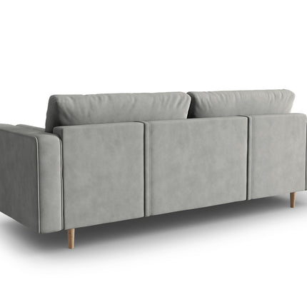 Velvet sofa with bed function and box, Gobi, 3 seats - Gray