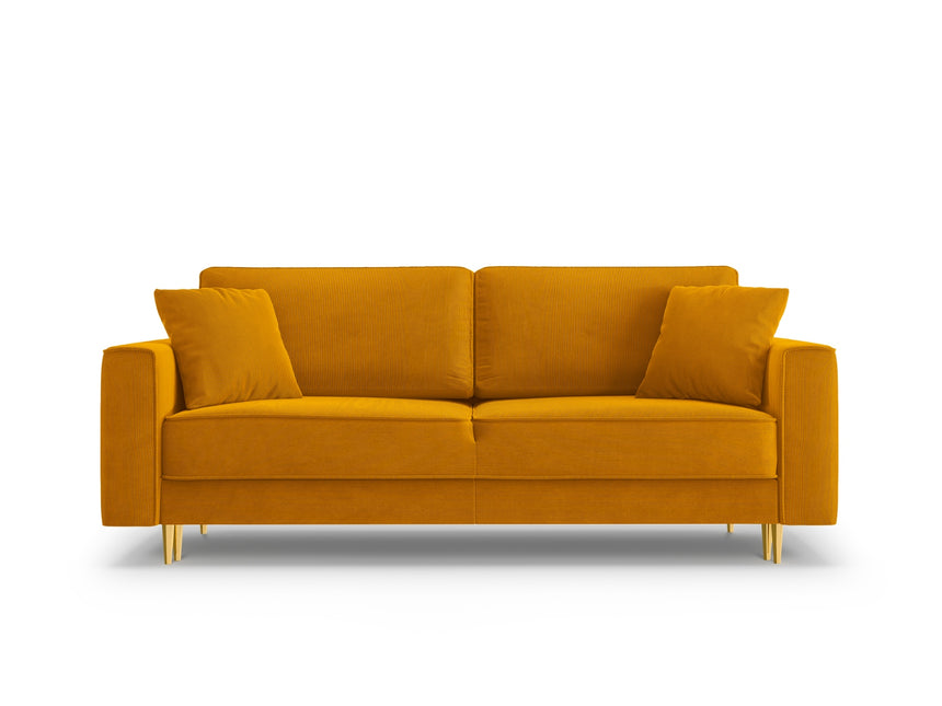 Sofa with bed function and box, Dunas, 3 seats - Yellow