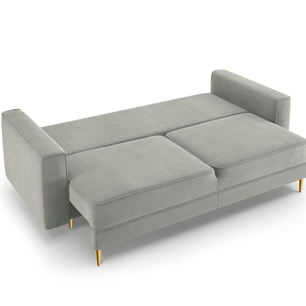 Sofa with bed function and box, Dunas, 3 seats - Light gray