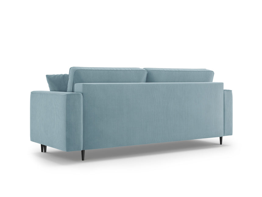 Sofa with bed function and box, Dunas, 3 seats - Light blue
