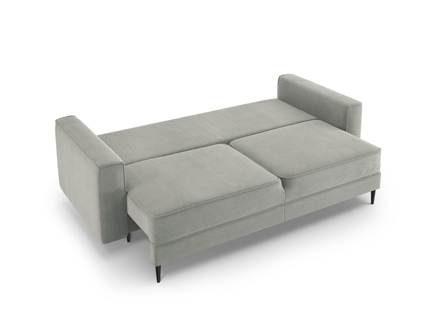 Sofa with bed function and box, Dunas, 3 seats - Light gray