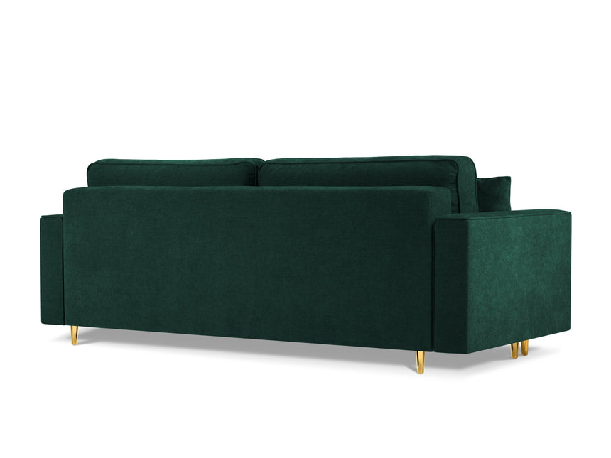 Sofa with bed function and box, Dunas, 3 seats - Bottle green