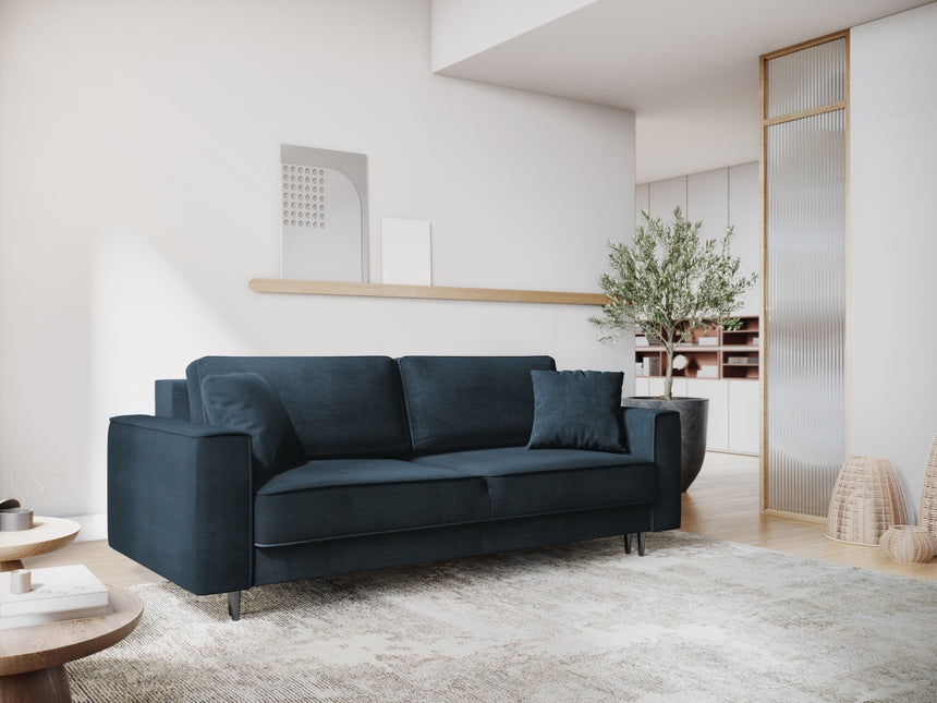 Sofa with bed function and box, Dunas, 3 seats - Dark blue