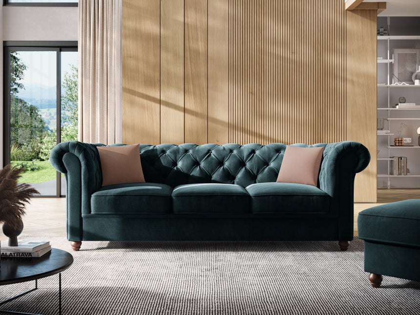 Velvet sofa, Lapis, 3 seats - Blue