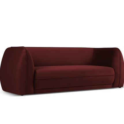 Velvet sofa, Lando, 3 seats - Dark red