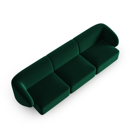 Modular velvet sofa, Shane, 3 seats - Bottle green